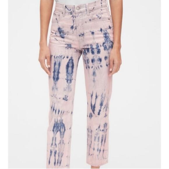 Gap Cheeky Straight High Rise Tie Dye Jeans NWT Size 16/33 - Picture 1 of 13